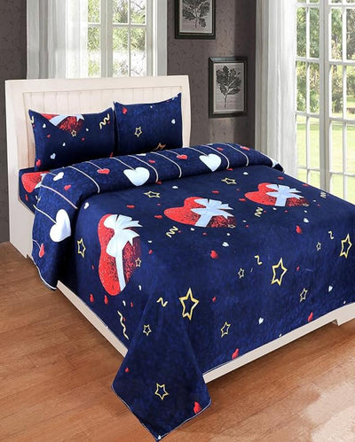 Trendy Printed Glace Cotton Double Bedsheet with  Coordinated Pillow Covers | Queen Size | 90 x 90 inches