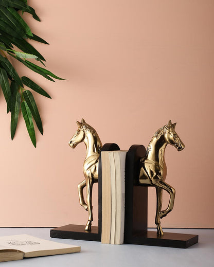 Stylish Trotting Horse Sculpture For Artistic Home Displays Aluminium Bookends | 4 x 5 x 11 inches