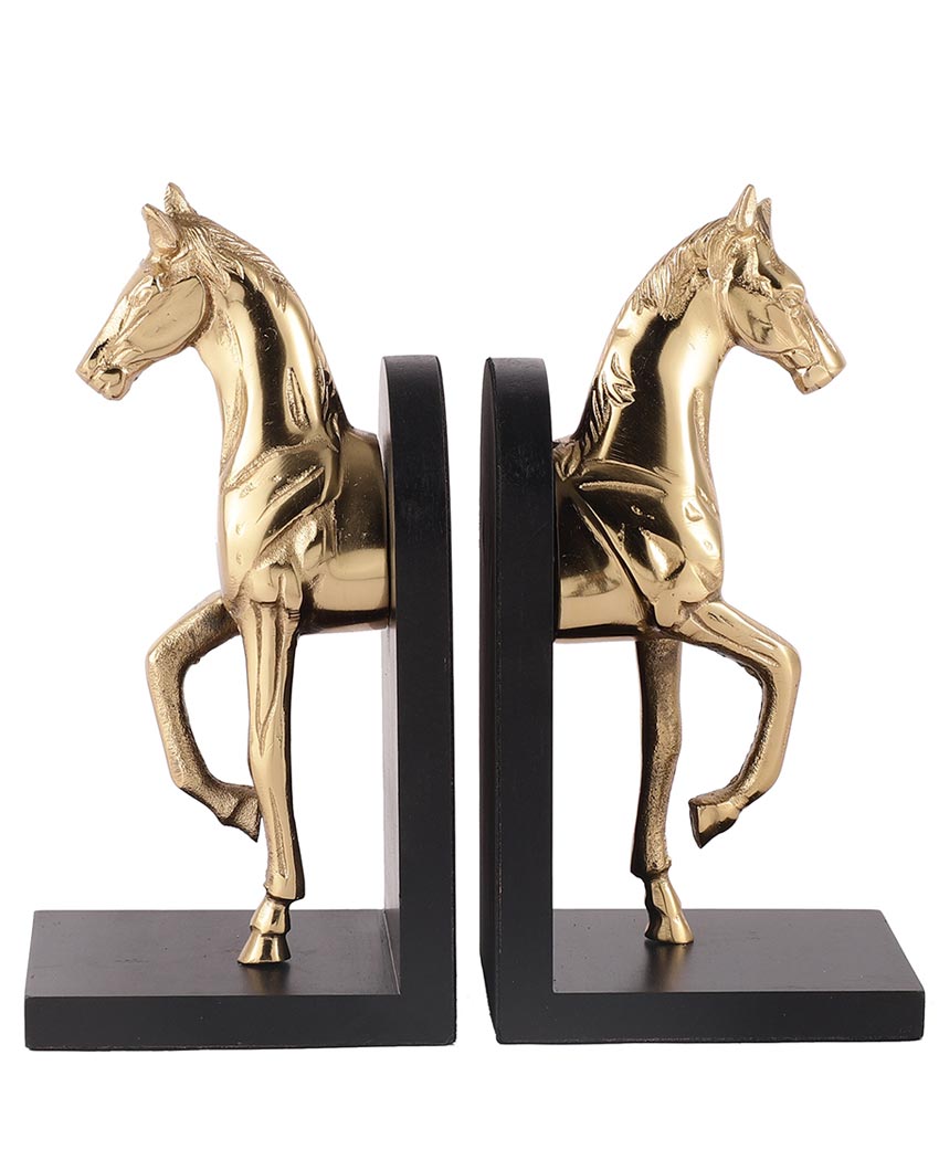 Stylish Trotting Horse Sculpture For Artistic Home Displays Aluminium Bookends | 4 x 5 x 11 inches