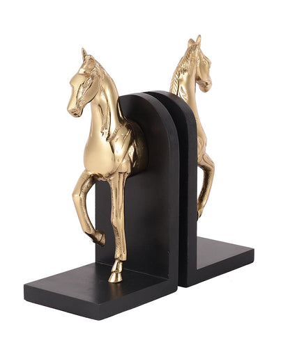 Stylish Trotting Horse Sculpture For Artistic Home Displays Aluminium Bookends | 4 x 5 x 11 inches