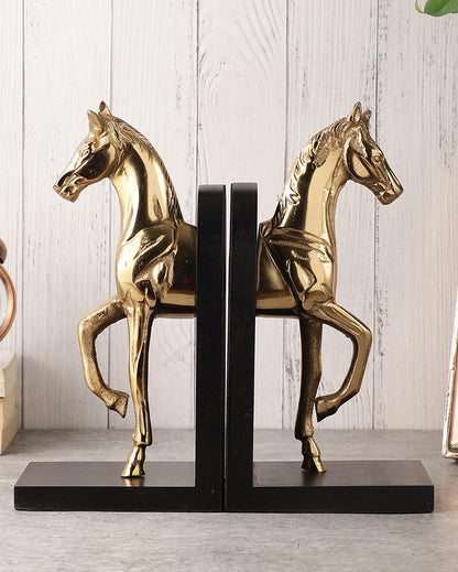 Stylish Trotting Horse Sculpture For Artistic Home Displays Aluminium Bookends | 4 x 5 x 11 inches