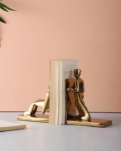 Modern Working Man Sculpture For Artistic Desk Displays Aluminium Bookends