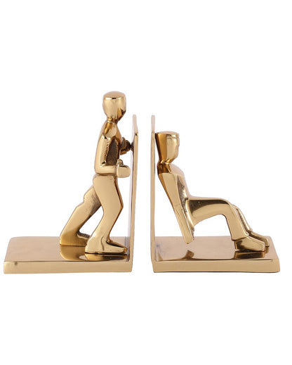 Modern Working Man Sculpture For Artistic Desk Displays Aluminium Bookends