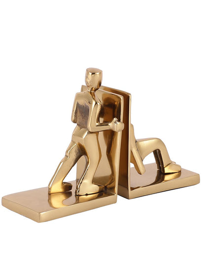 Modern Working Man Sculpture For Artistic Desk Displays Aluminium Bookends