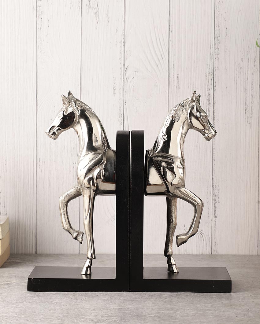 Stylish Trotting Horse Sculpture For Artistic Home Displays Aluminium Bookends | 4 x 5 x 11 inches