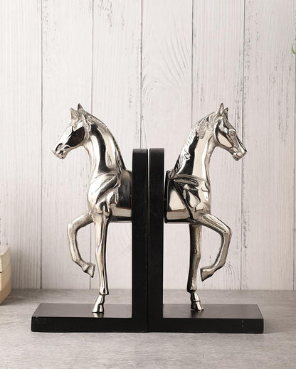 Stylish Trotting Horse Sculpture For Artistic Home Displays Aluminium Bookends | 4 x 5 x 11 inches