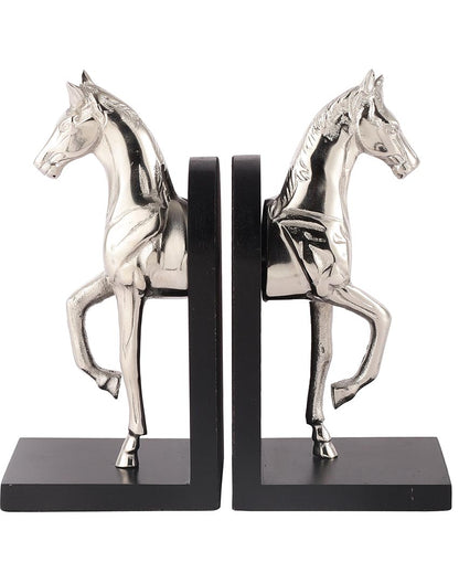 Stylish Trotting Horse Sculpture For Artistic Home Displays Aluminium Bookends | 4 x 5 x 11 inches