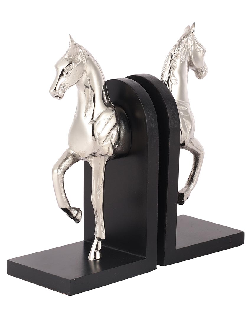 Stylish Trotting Horse Sculpture For Artistic Home Displays Aluminium Bookends | 4 x 5 x 11 inches