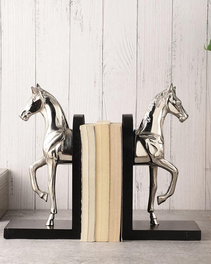 Stylish Trotting Horse Sculpture For Artistic Home Displays Aluminium Bookends | 4 x 5 x 11 inches