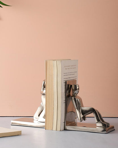 Modern Working Man Sculpture For Artistic Desk Displays Aluminium Bookends