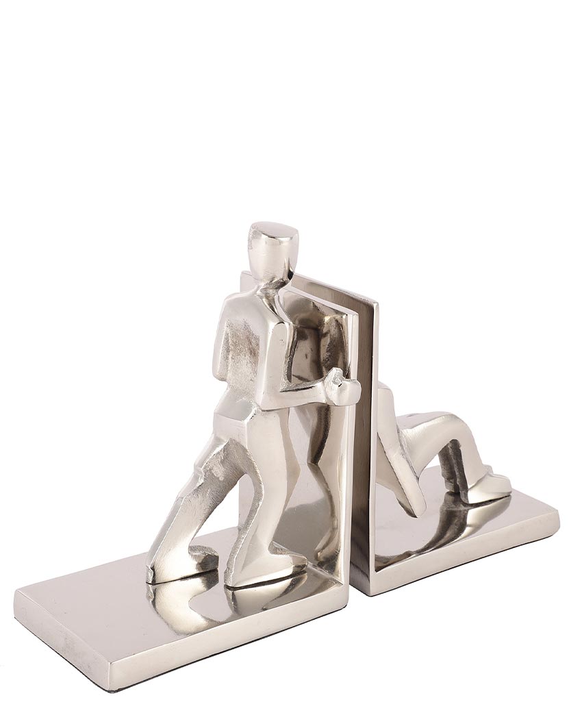 Modern Working Man Sculpture For Artistic Desk Displays Aluminium Bookends