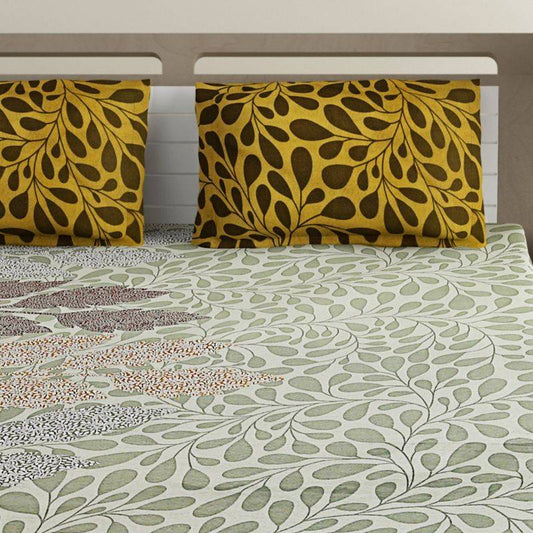 Green Ethnic Shadow Print Cotton Bedding Set Double Size