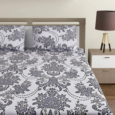 Grey Ethnic Shadow Print Cotton Bedding Set Double Size