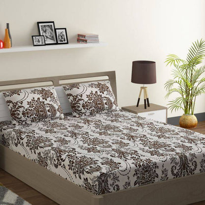 Brown Geometric Shadow Print Cotton Bedding Set Double Size