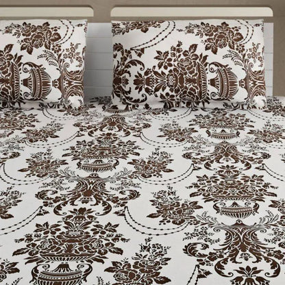 Brown Geometric Shadow Print Cotton Bedding Set Double Size