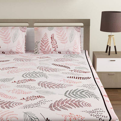 Light Pink Floral Light Print Cotton Bedding Set Double Size