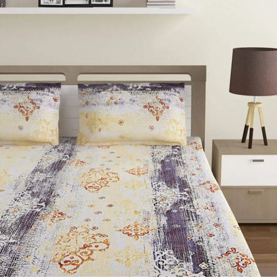 Yellow Floral Light Print Cotton Bedding Set Double Size