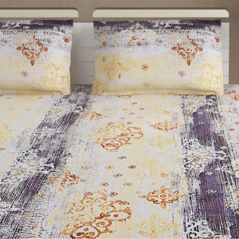 Yellow Floral Light Print Cotton Bedding Set Double Size