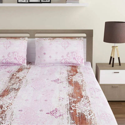 Pink Floral Light Print Cotton Bedding Set Double Size