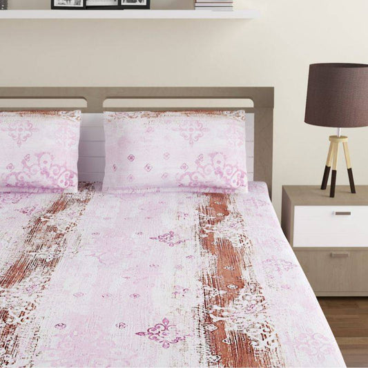 Pink Floral Light Print Cotton Bedding Set Double Size