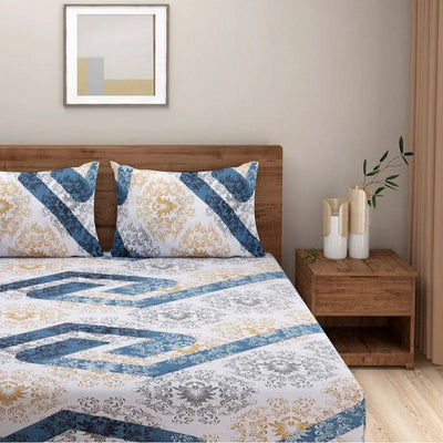 Ethic White Floral Print Cotton Bedding Set | Double Size Default Title