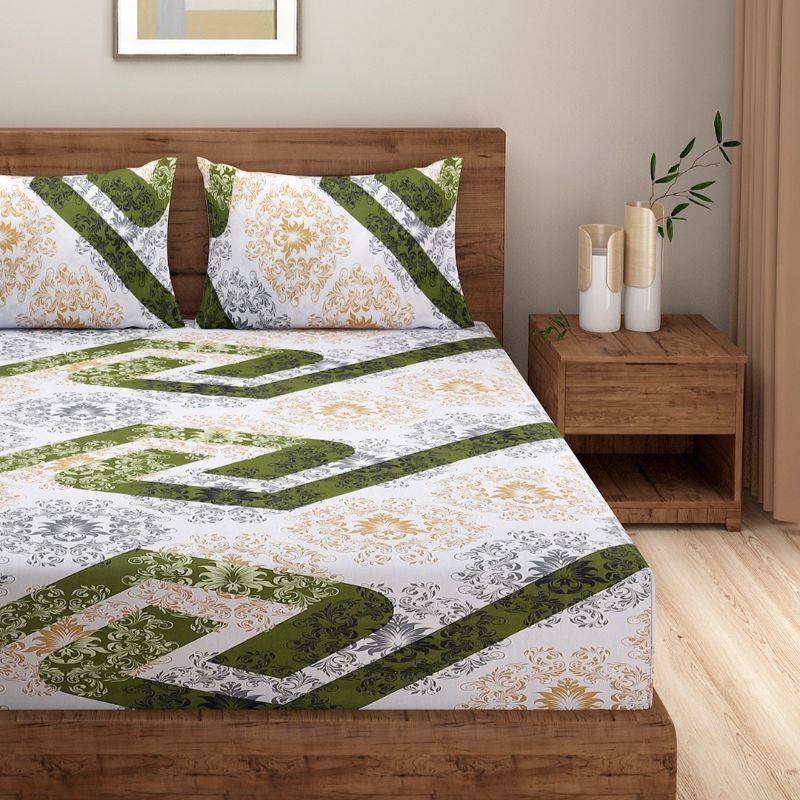 Chic White Floral Print Cotton Bedding Set | Double Size Default Title