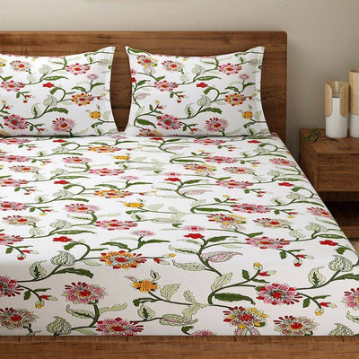 Floral Green Print Cotton Bedding Set | Double Size Default Title