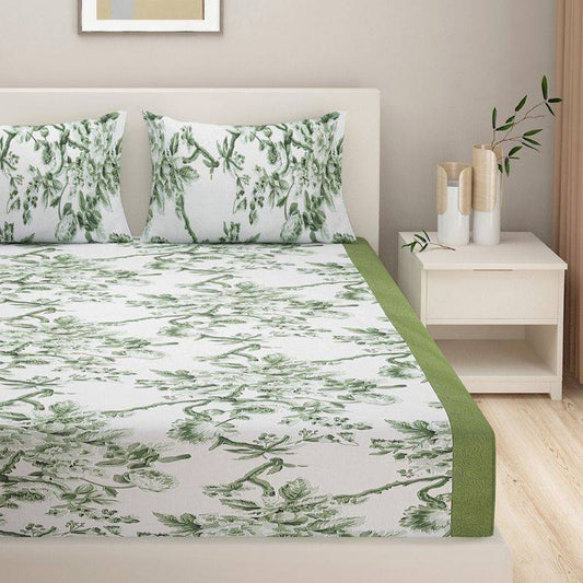 Modern Brown Floral Print Cotton Bedding Set | Double Size Default Title