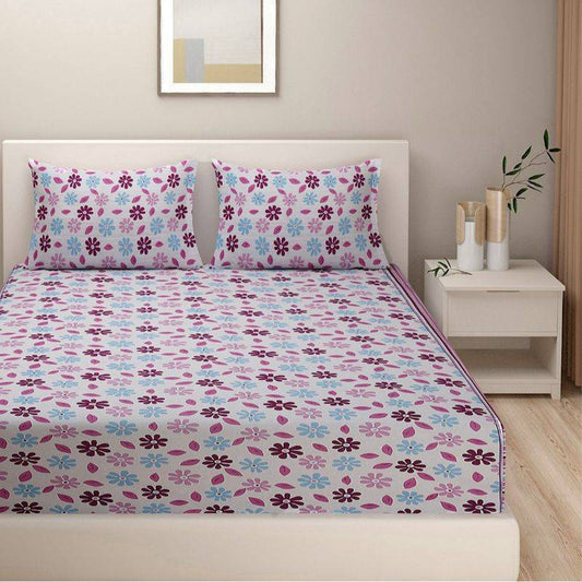 Floral Print Brown Cotton Bedding Set | Double Size Default Title