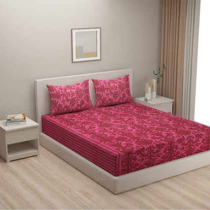 Floral Print Cotton Bedding Set | Double Size Red