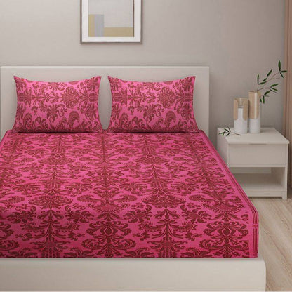 Floral Print Cotton Bedding Set | Double Size Red