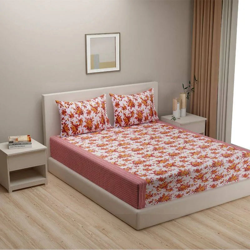 Classy Multi Floral Print Cotton Bedding Set | Double Size Default Title