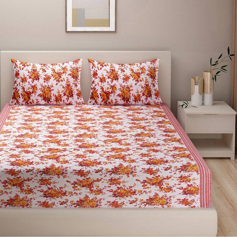 Classy Multi Floral Print Cotton Bedding Set | Double Size Default Title