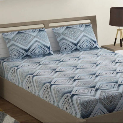 Blue Abstract Glow Print Cotton Bedding Set Double Size