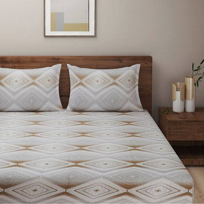 Grey Floral Glow Print Cotton Bedding Set Double Size