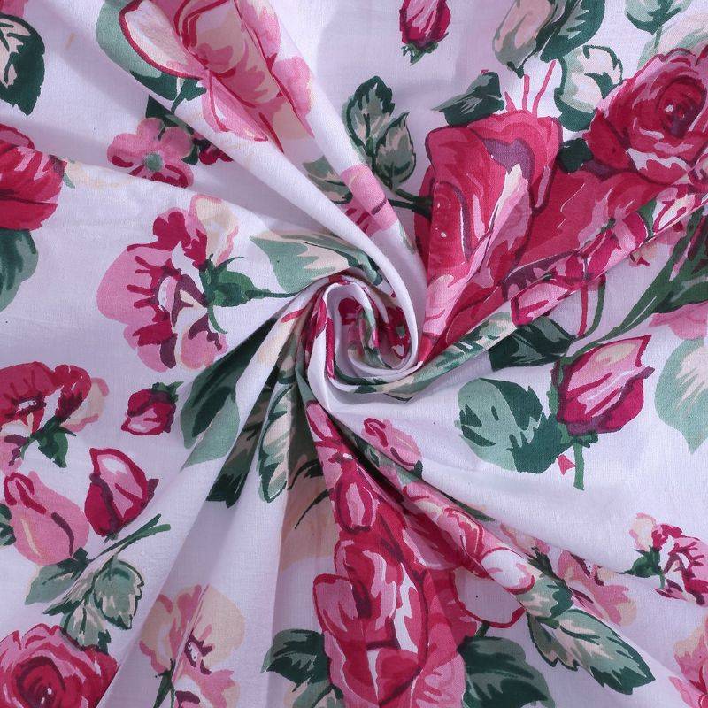 Pink Floral Printed Cotton Bedding Set Double Size