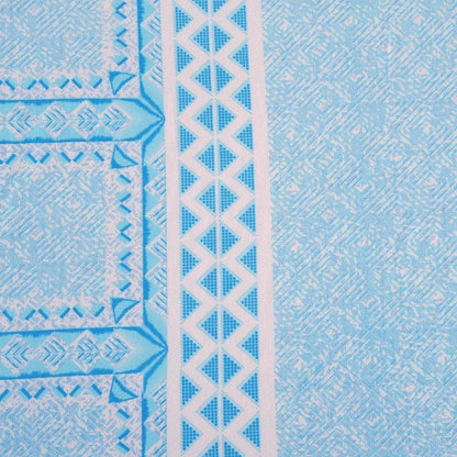 Satin Blue Floral Premium Print Cotton Bedding Set Double Size
