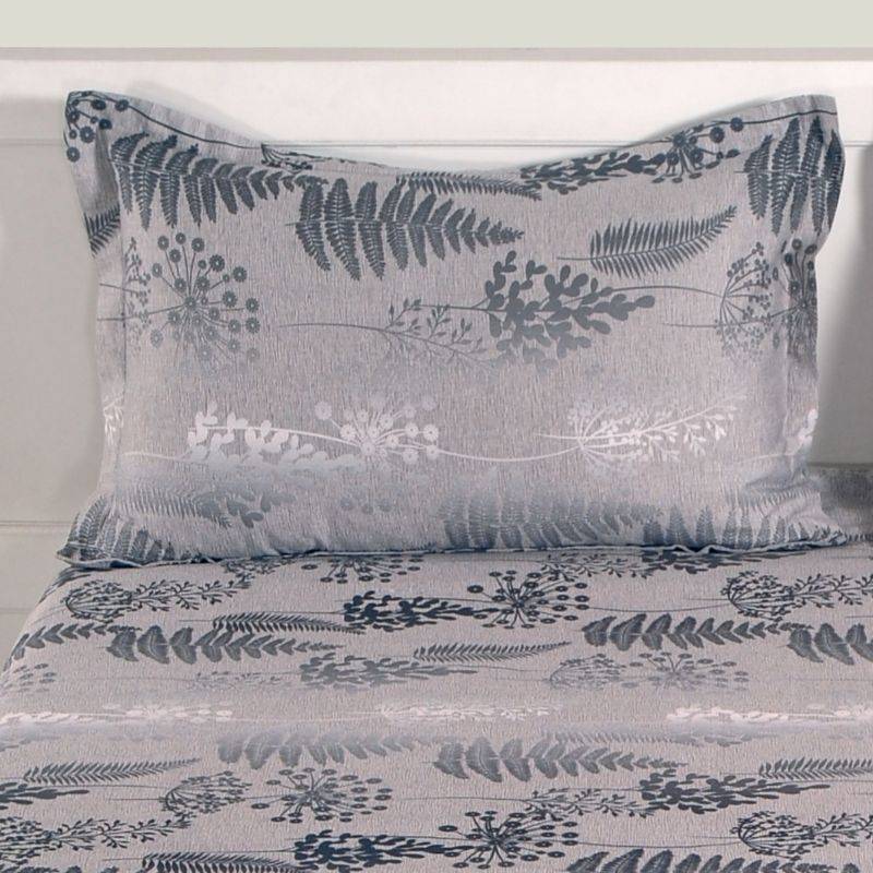 Satin Grey Floral Premium Print Cotton Bedding Set Double Size