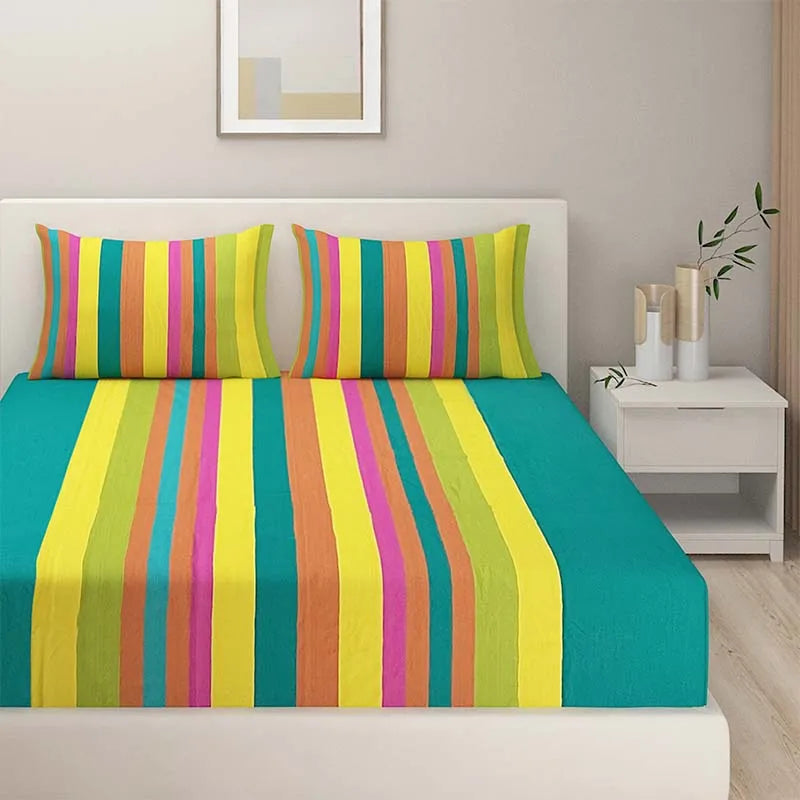 Multicolor Magical Linea  Cotton Bedding Set | Double Size Default Title