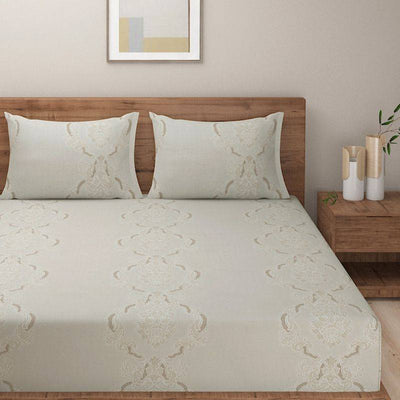 Grey Floral Premium Print Cotton Bedding Set Double Size