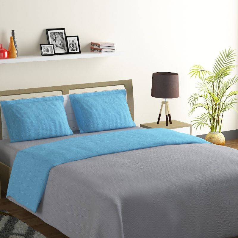 Blue Floral Print Cotton Bedding Set | Double Size Default Title