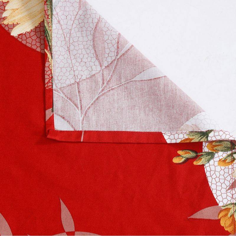 Red Motifs Modern Print Cotton Satin Bedding Set Double Size