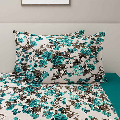 Dark Green Shades of Paradise Cotton Bedding Set | Double Size Default Title