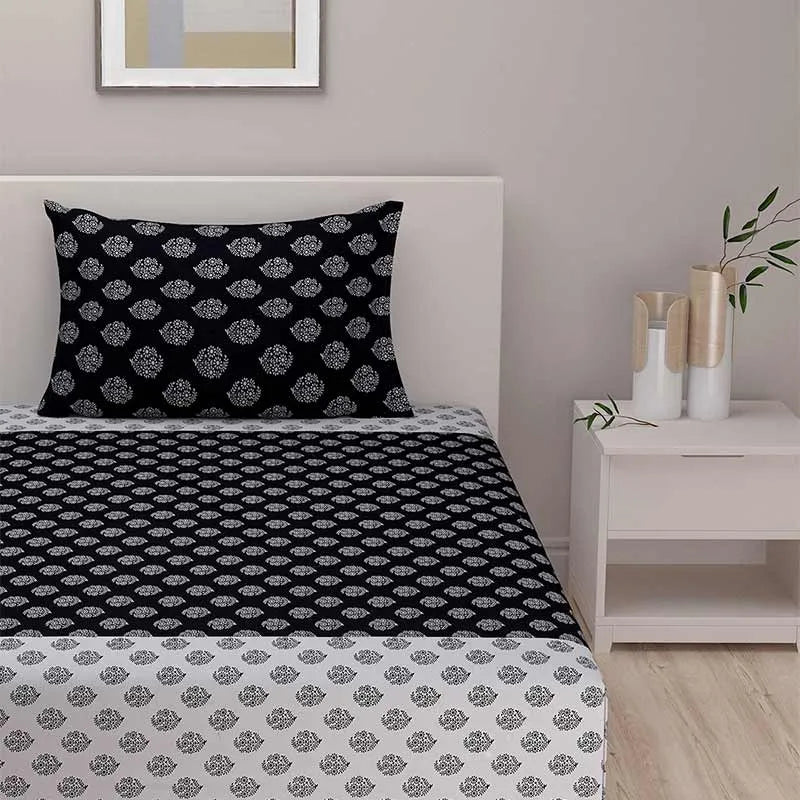 Shades of Paradise Cotton Bedding Set | Double Size | Multiple Colors Black