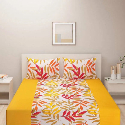 Yellow Geometric Shadow Print Cotton Bedding Set Double Size