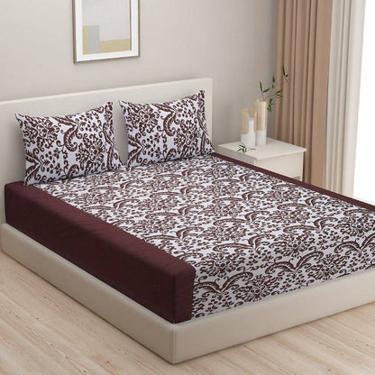 Brown Geometric Shadow Print Cotton Bedding Set Double Size