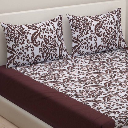 Brown Geometric Shadow Print Cotton Bedding Set Double Size