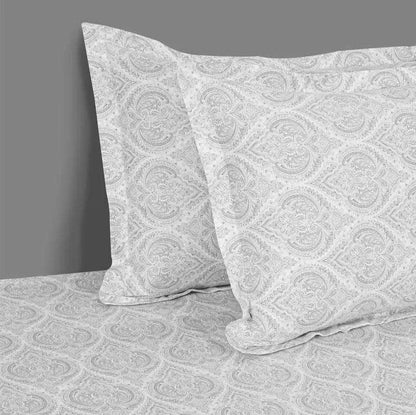 Leaf Floral Grey Boota Print Cotton Bedding Set Double Size