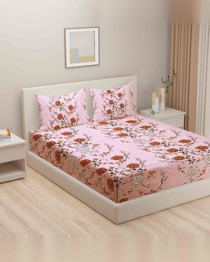 Elegant Amanda Pure Cotton One Bedsheet With Two Pillow Covers Set