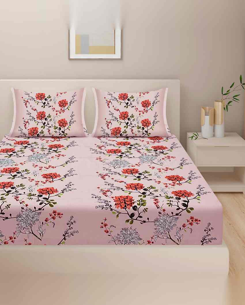 Elegant Amanda Pure Cotton One Bedsheet With Two Pillow Covers Set